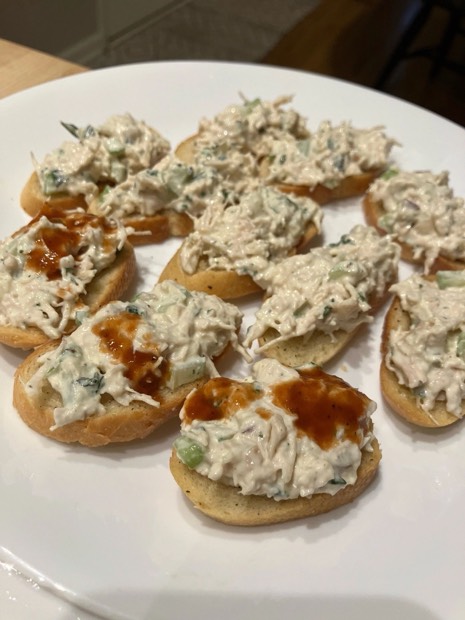 Chicken salad crostini appetizers