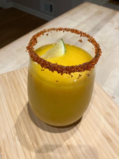 Spicy mango daiquiri with chili rim