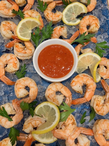 Shrimp cocktail with spicy sauce